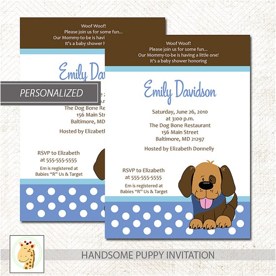 Puppy Dog Baby Shower Invitations Handsome Brown Puppy Dog Boy Baby Shower Invitation Print