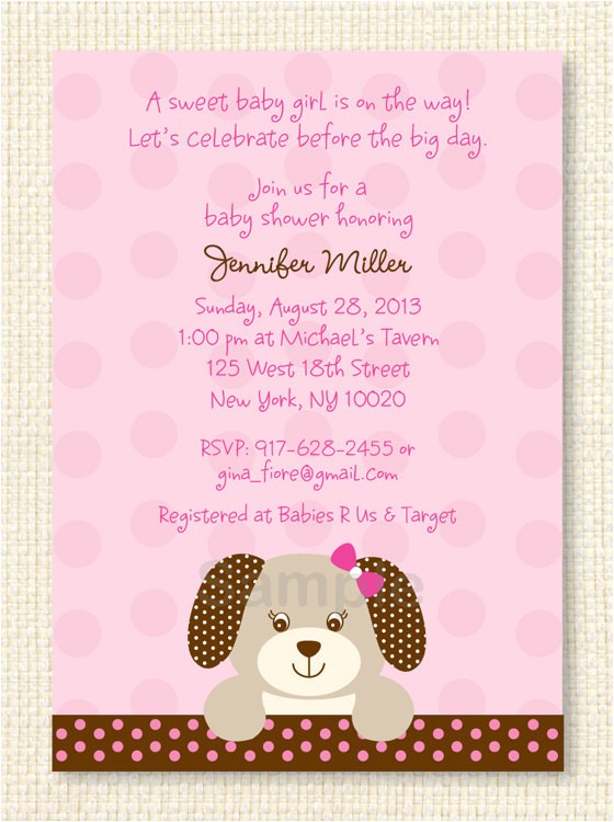 Puppy Dog Baby Shower Invitations Pink Puppy Dog Baby Shower Invitation Instant Download