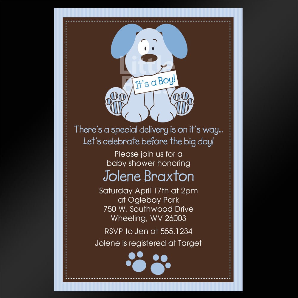 Puppy Dog Baby Shower Invitations Precious Puppy Dog Printable Baby Shower or Birthday