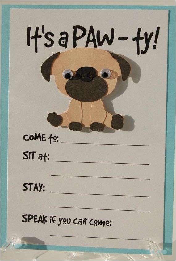 Puppy Dog Party Invites Pug Party Invitation Puppy Birthday Invites Dog Party