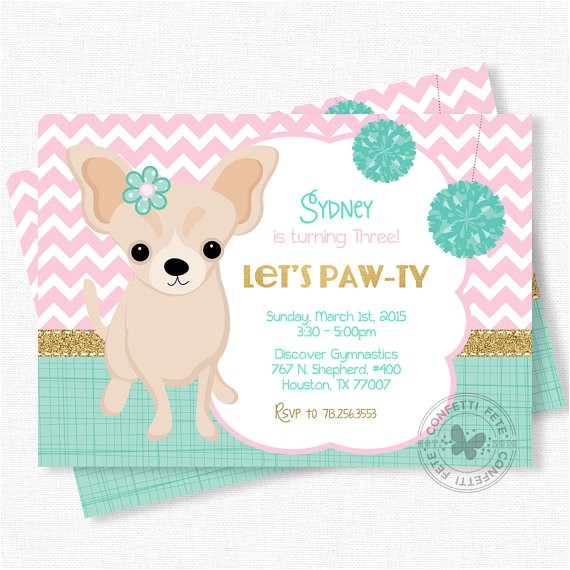 Puppy Dog Party Invites Puppy Party Invitation Dog Birthday Invitation Chihuahua