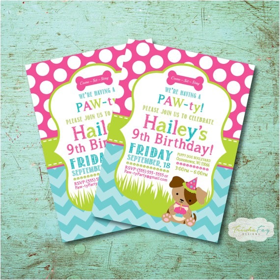Puppy Party Invites Puppy Birthday Party Invitation Dog Birthday Party