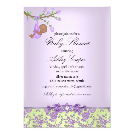 Purple and Green Baby Shower Invitations Purple & Green Rose Garden Baby Shower Invitation