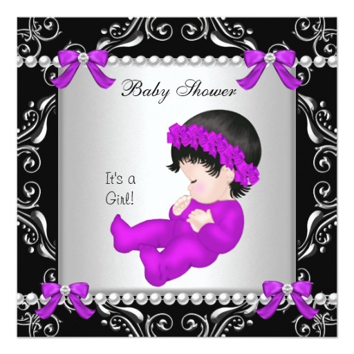 Purple and Silver Baby Shower Invitations Baby Shower Baby Cute Girl Magenta Purple Silver