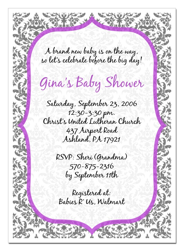 Purple Baby Shower Invitation Templates Purple Baby Shower Invitations Party Xyz