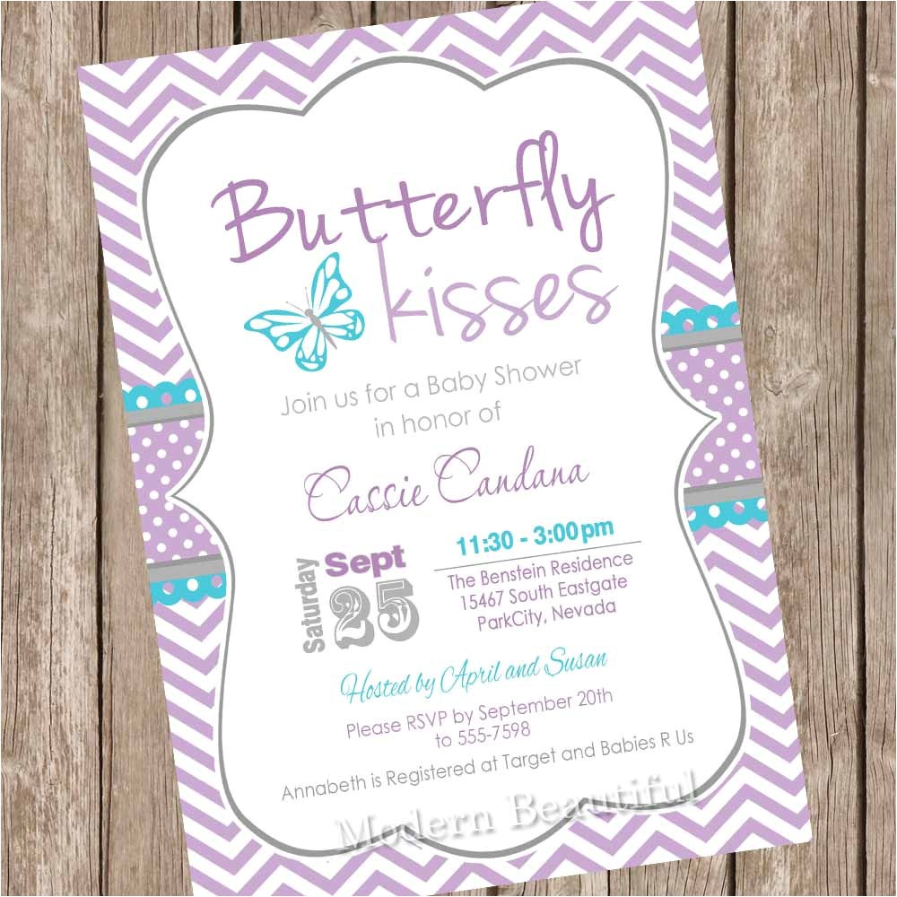 Purple Baby Shower Invitation Templates Purple butterfly Baby Shower Invitations