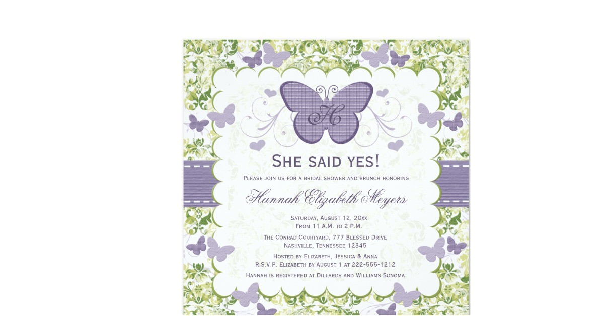 Purple butterfly Bridal Shower Invitations Purple butterfly Bridal Shower Invitations Invites 5 25