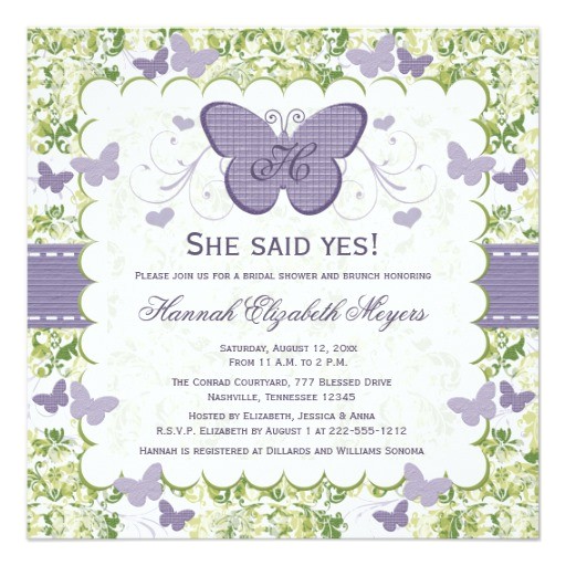 Purple butterfly Bridal Shower Invitations Purple butterfly Bridal Shower Invitations Invites