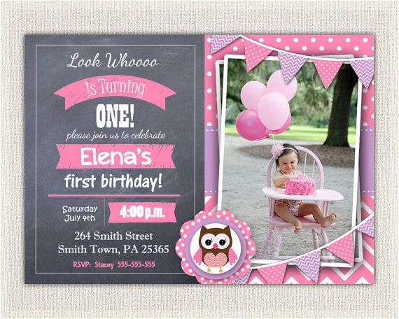 Purple Owl First Birthday Invitations Purple Birthday Invitation Girls Owl Lavender 1st 2nd 3rd