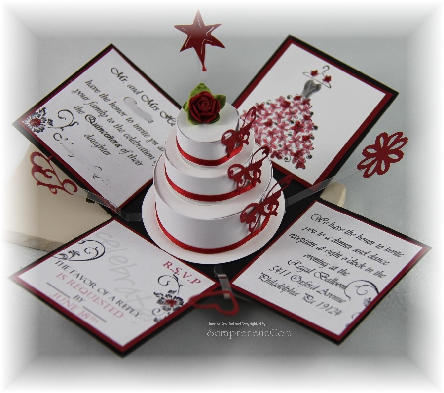 Quinceanera Invitations In A Box Jinky 39 S Crafts Designs Quinceanera Exploding Invitation Box