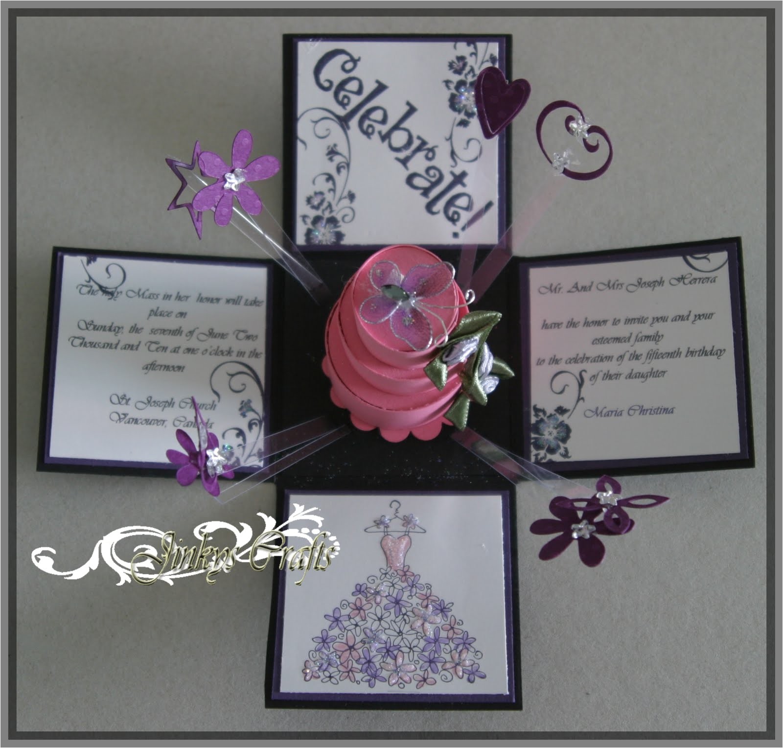 Quinceanera Invitations In A Box Jinky 39 S Crafts Designs Valentine Exploding Box and Card