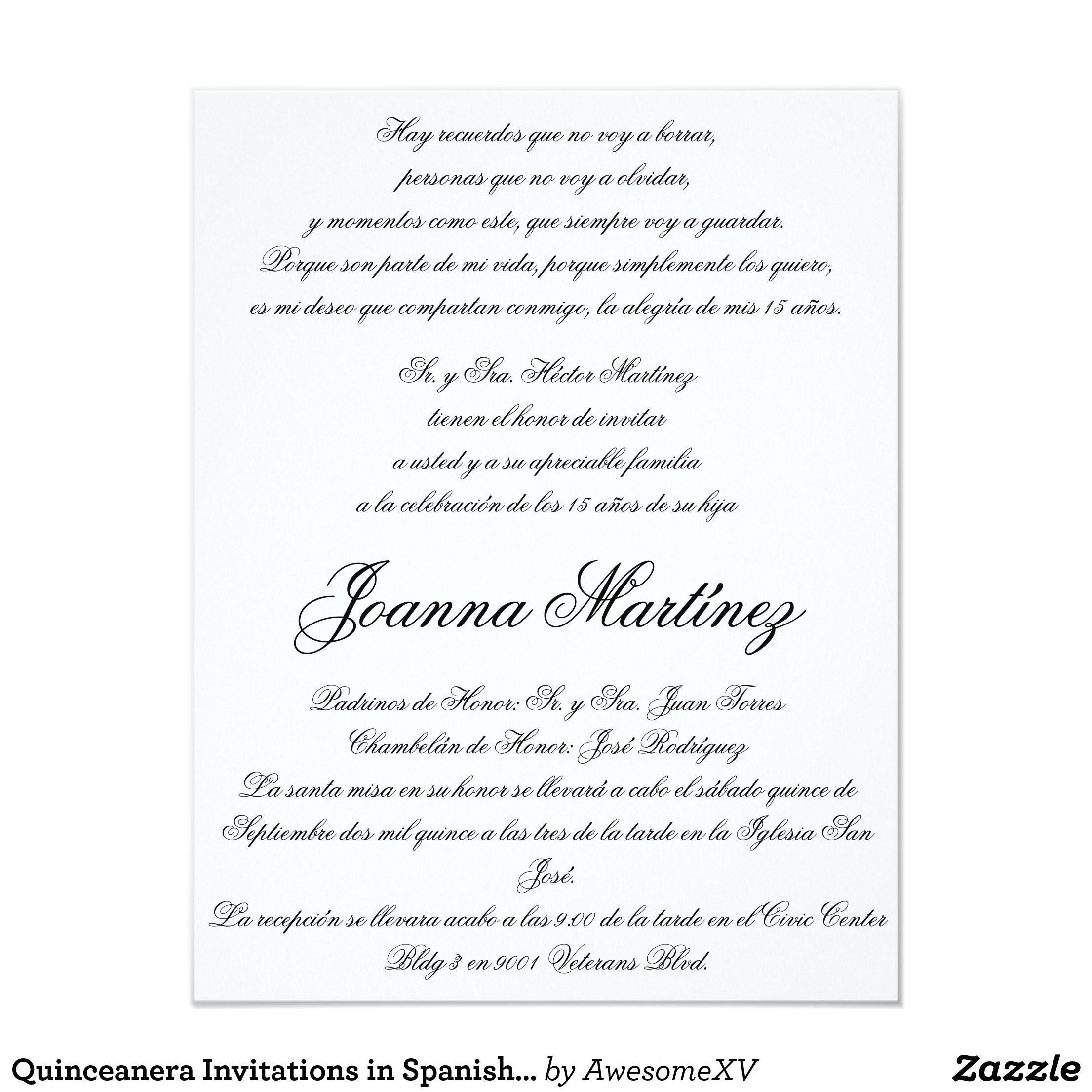 Quinceanera Poems for Invitations Quinceanera Invitations In Spanish 4 25 X 5 5
