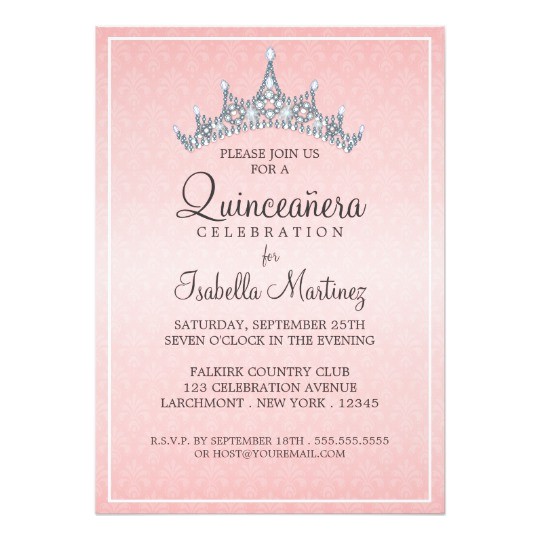 Quinceaneras Invitations Cards Glam Tiara Quinceanera Celebration Invitation Zazzle Com