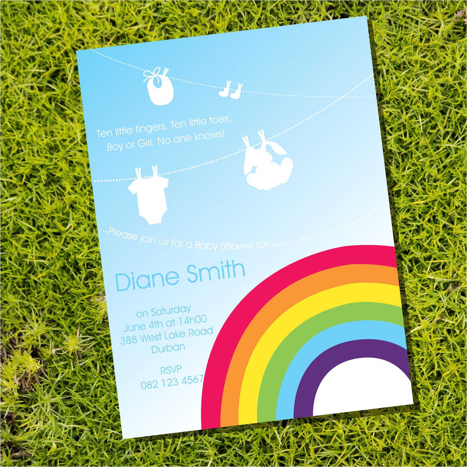 Rainbow themed Baby Shower Invitations Colorful Rainbow Baby Shower Invitation for A Boy or Girl