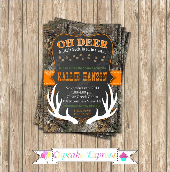 Realtree Camo Baby Shower Invitations Camo Baby Shower Boy Deer Hunting Printable Invitation 5×7
