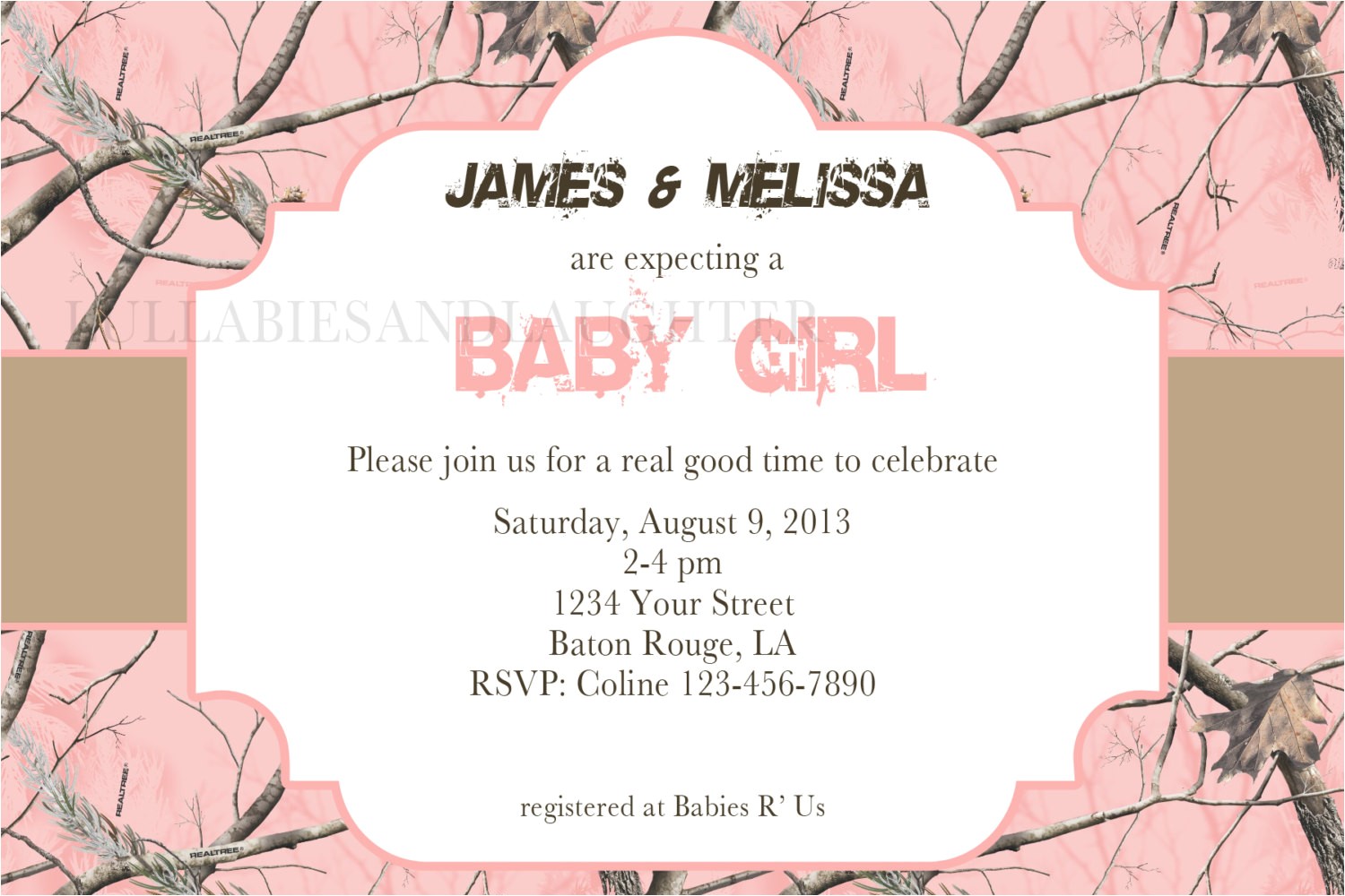 Realtree Camo Baby Shower Invitations Items Similar to Custom Girl or Boy Realtree Camo Baby