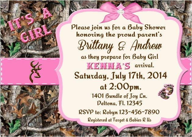 Realtree Camo Baby Shower Invitations Pink Camo Baby Shower Invitations