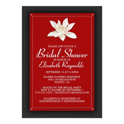 Red and Black Bridal Shower Invitations Black and Red Bridal Shower Invitations 5" X 7" Invitation