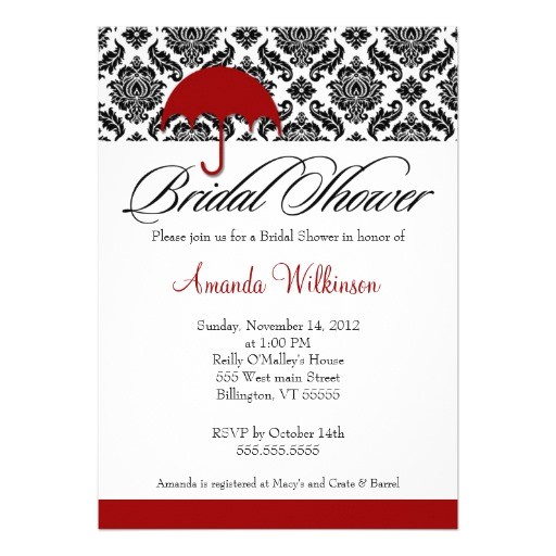 Red and Black Bridal Shower Invitations Bridal Shower Invitations Bridal Shower Invitations Red