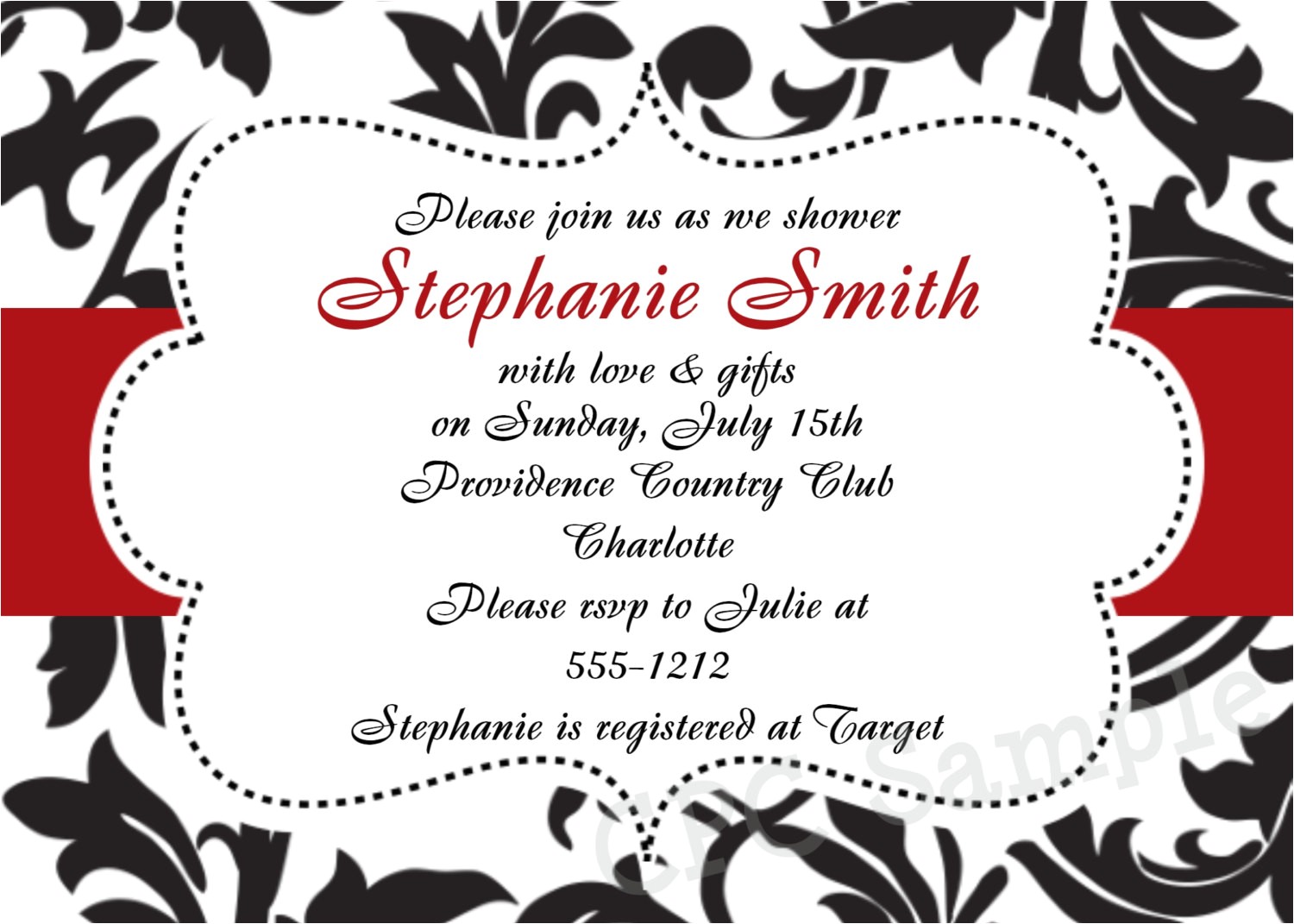Red and Black Bridal Shower Invitations Free Bridal Shower Invitations Red Black White