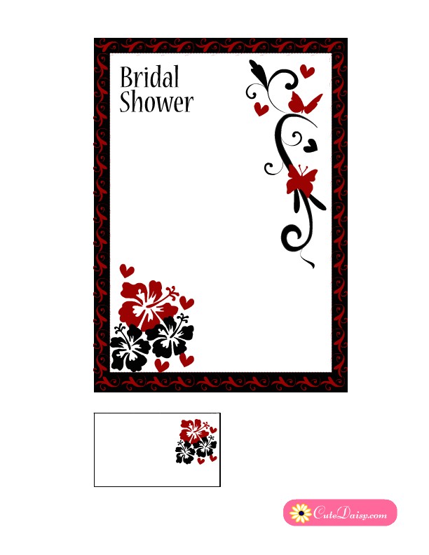 Red and Black Bridal Shower Invitations Free Printable Black and Red Bridal Shower Invitations