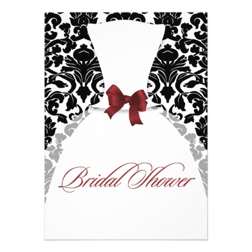 Red and Black Bridal Shower Invitations Red and Black Damask Bridal Shower Wedding Dress 13 Cm X