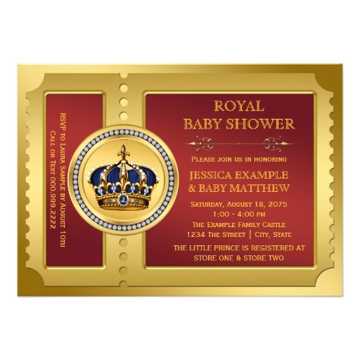 Red and Gold Baby Shower Invitations Red and Gold Boys Royal Baby Shower 5×7 Paper Invitation