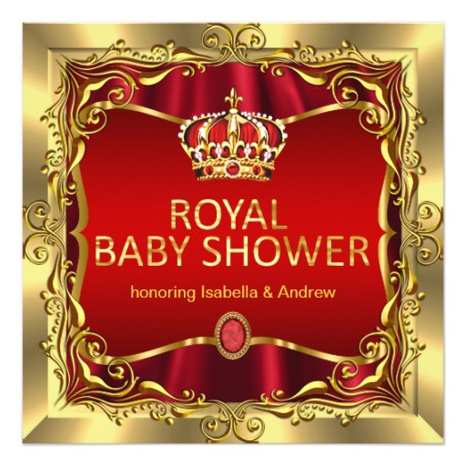 Red and Gold Baby Shower Invitations Royal Prince or Princess Baby Shower Red Gold Card