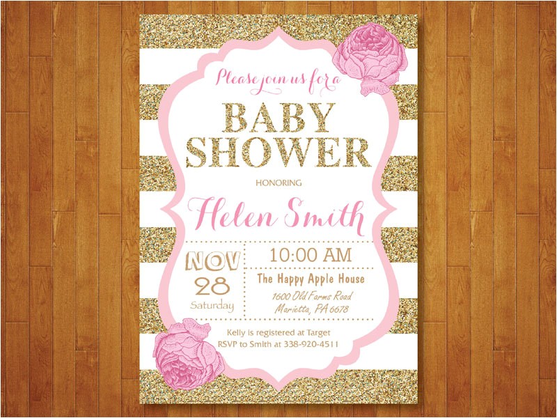 Red Black and Gold Baby Shower Invitations Pink and Gold Baby Shower Invitation Pink Black Gold Glitter