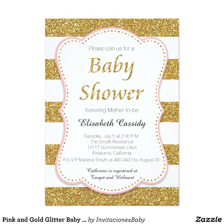 Red Black and Gold Baby Shower Invitations Pink and Gold Glitter Baby Shower Invitation