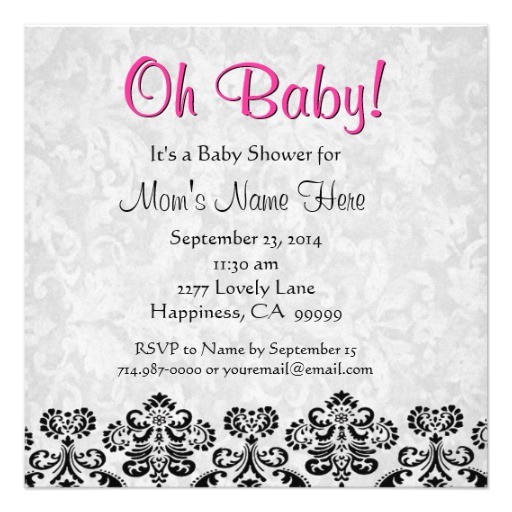 Red Black and White Baby Shower Invitations 2 000 Black White Pink Damask Invitations Black White