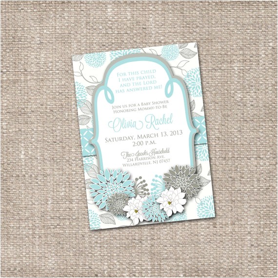 Religious Baby Boy Shower Invitations Items Similar to Floral Modern Christian Baby Boy Bridal