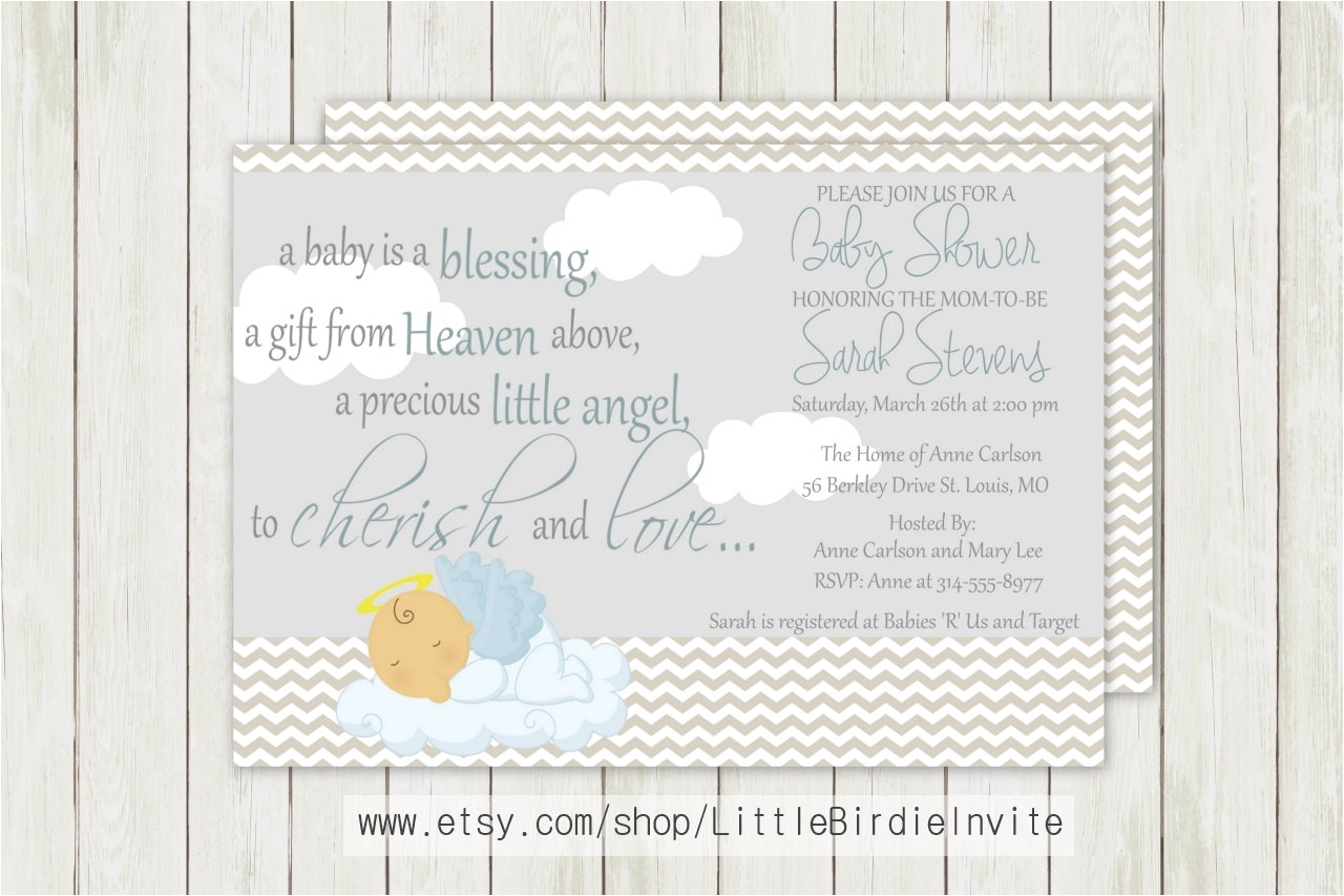 Religious Baby Shower Invitations Heaven Sent Baby Shower Invitation Religious by