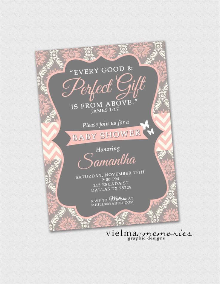 Religious Baby Shower Invitations James 1 17 Invitation Baby Shower Invitation Bible Verse