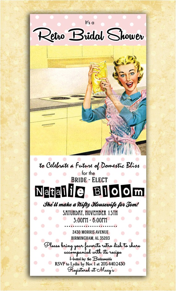 Retro Housewife Bridal Shower Invitations 1950 Retro Housewife 50s Bridal Shower by Paperandpomp On Etsy