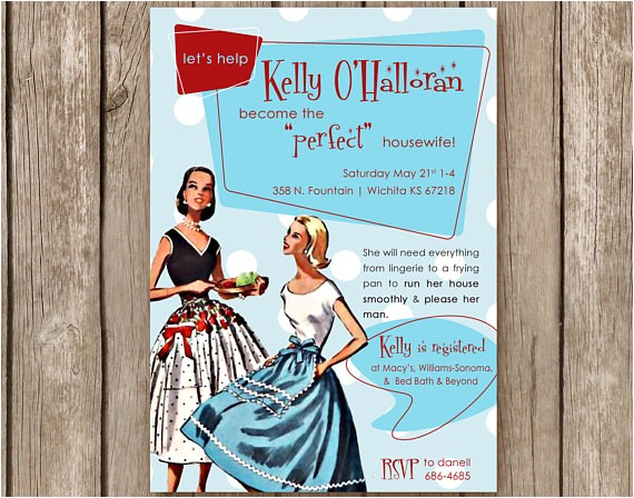 Retro Housewife Bridal Shower Invitations Items Similar to Bridal Shower Invitation Perfect