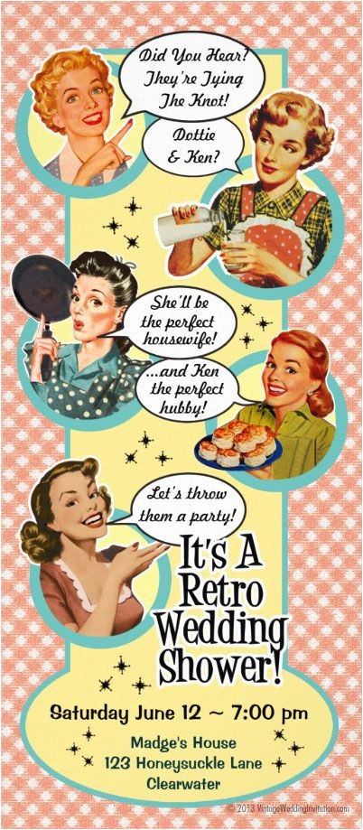 Retro Housewife Bridal Shower Invitations Read Our Blog About How to Throw A Retro Housewife Bridal