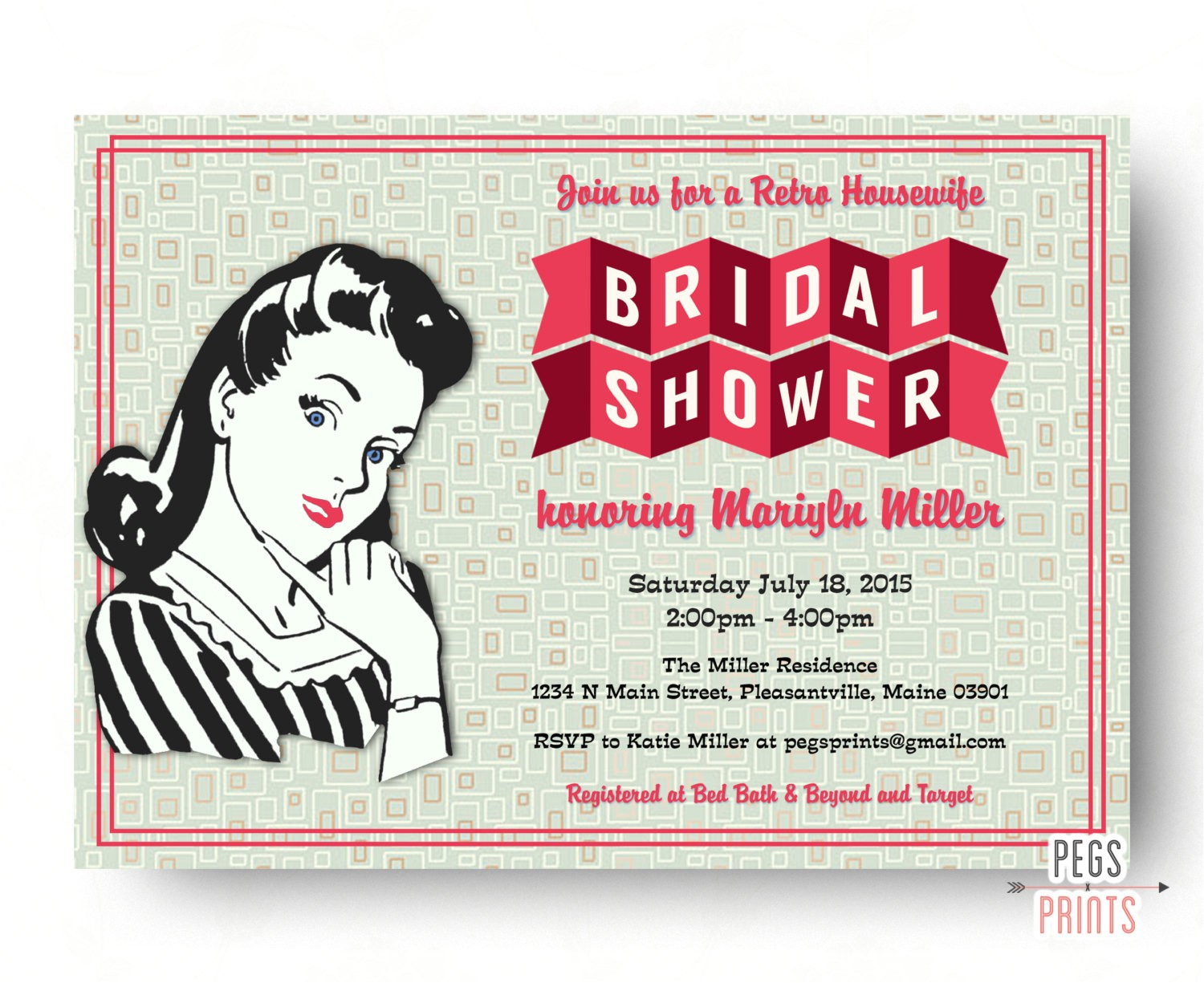 Retro Housewife Bridal Shower Invitations Retro Housewife Bridal Shower Invitation Printable by