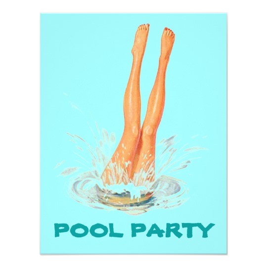 Retro Pool Party Invitations Diving Legs Retro Swimming Pool Party Invitations