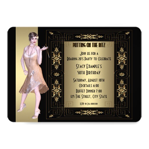 Roaring 20 S Party Invitations Art Deco Roaring 20 S Birthday Party 5×7 Paper Invitation