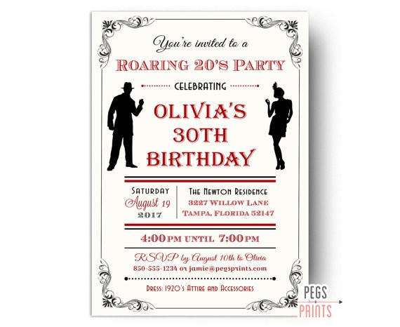 Roaring 20 S Party Invitations Roaring 20s Invitation Printable 1920s Invitations