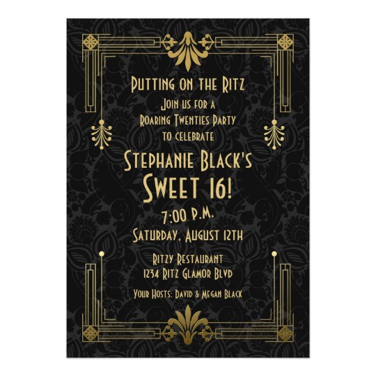 Roaring 20 S Party Invitations Sweet 16 Birthday Invitation Roaring 20s Art Deco