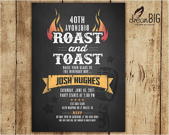 Roast and toast Birthday Invitation Roast and toast Birthday Invitation Adult 21st 30th 40th