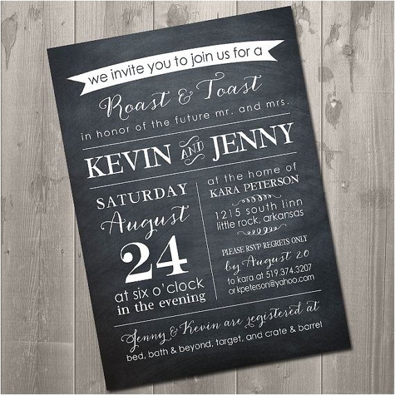 Roast and toast Birthday Invitation Roast and toast Chalkboard Couples Shower Invitation Diy