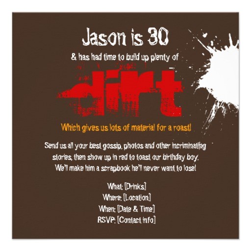 Roast Birthday Party Invitations 30th Birthday Dirty 30 Roast Dirt Party Invite