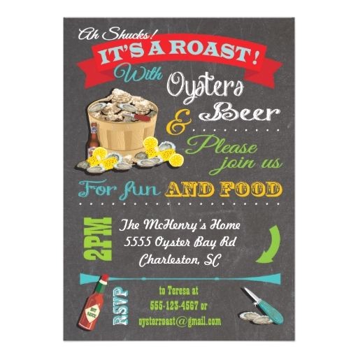 Roast Birthday Party Invitations Chalkboard Oyster Roast Party Invitations Oyster Roast