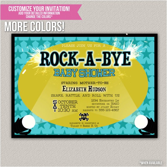 Rock A bye Baby Shower Invitations Items Similar to Rock A bye Baby Baby Shower Rockstar