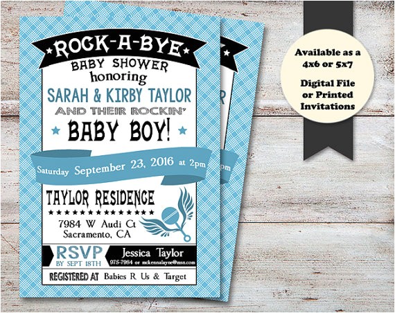 Rock A bye Baby Shower Invitations Rock A bye Baby Shower Musical Baby Shower Invitation