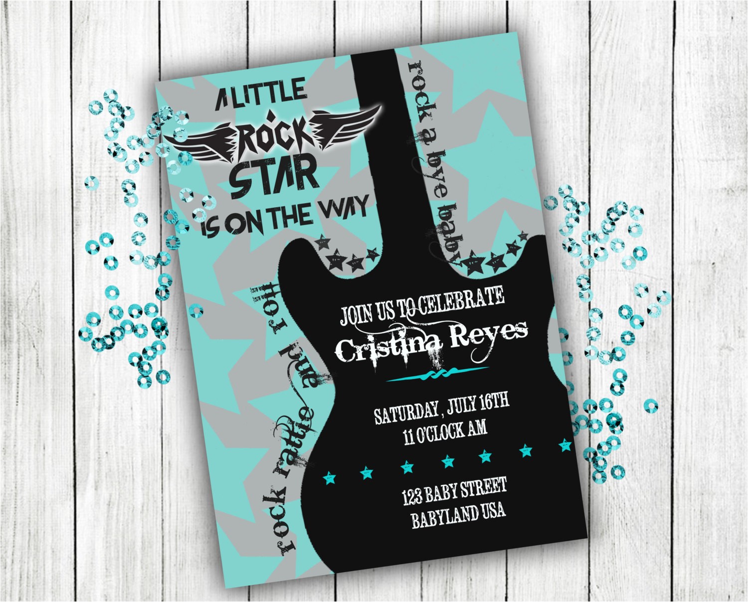 Rock and Roll Baby Shower Invitations Baby Shower Invitation Rock N Roll Baby Shower Boy Baby