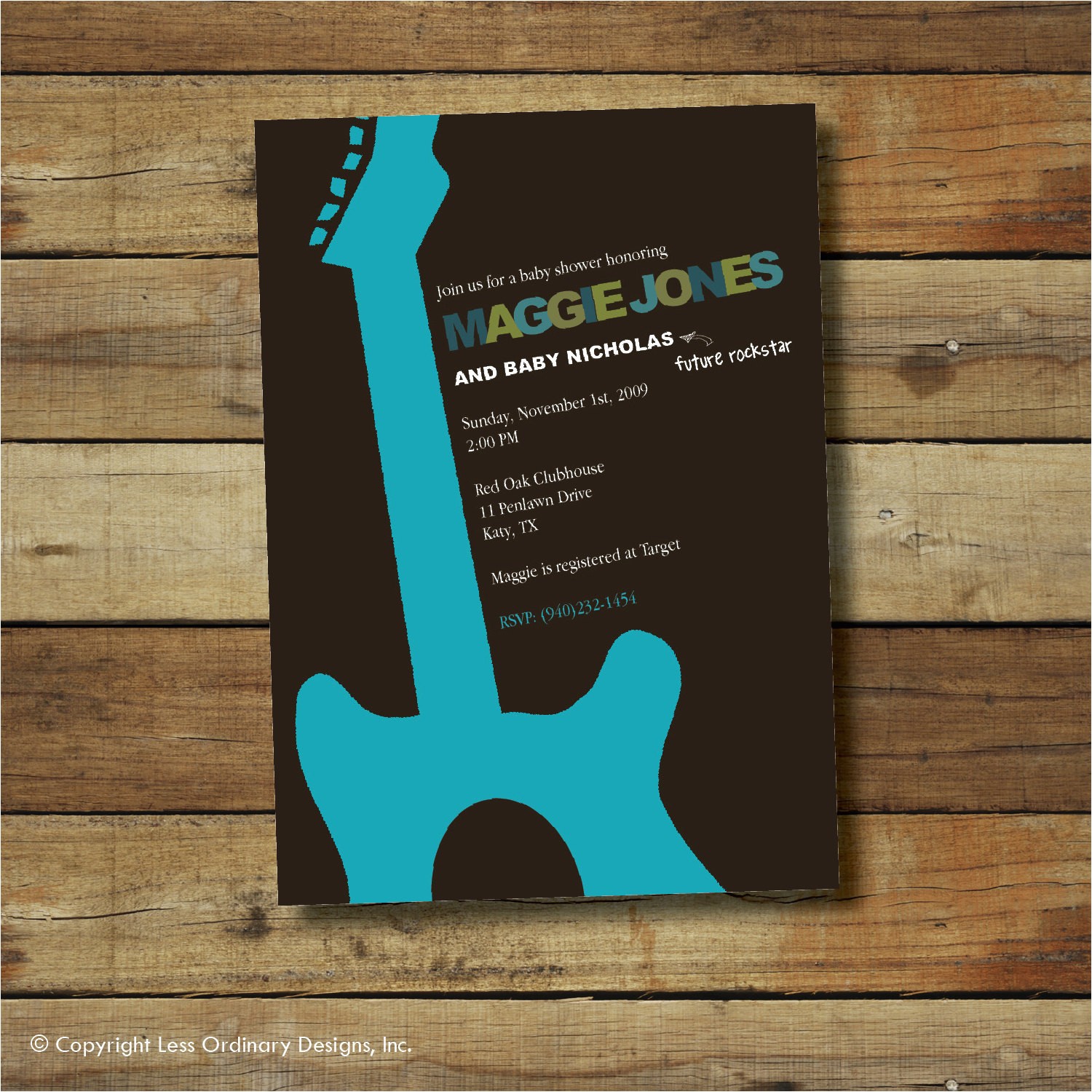 Rock and Roll Baby Shower Invitations Rock and Roll Baby Shower Invitation Boy or Girl Guitar